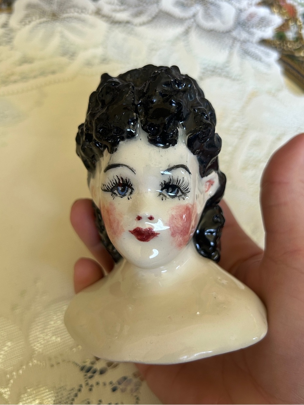 Antique Porcelain Doll Head and Should Bust | German Victorian Hand Painted 4.5”